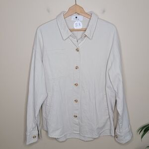 NWT Everyday Chic Boutique Twill Shacket Cream Sand NWT Size S/M Casual Neutral